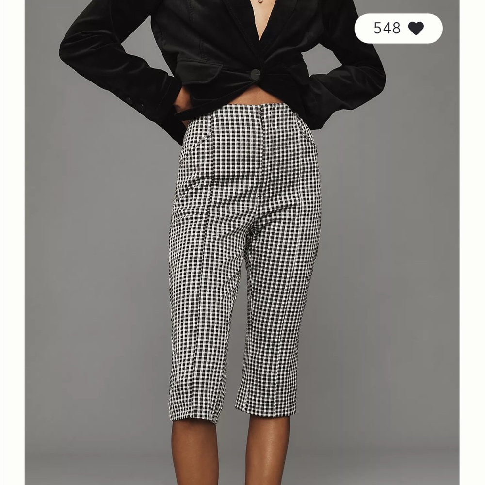 Black and White Checkered Cropped Pants
